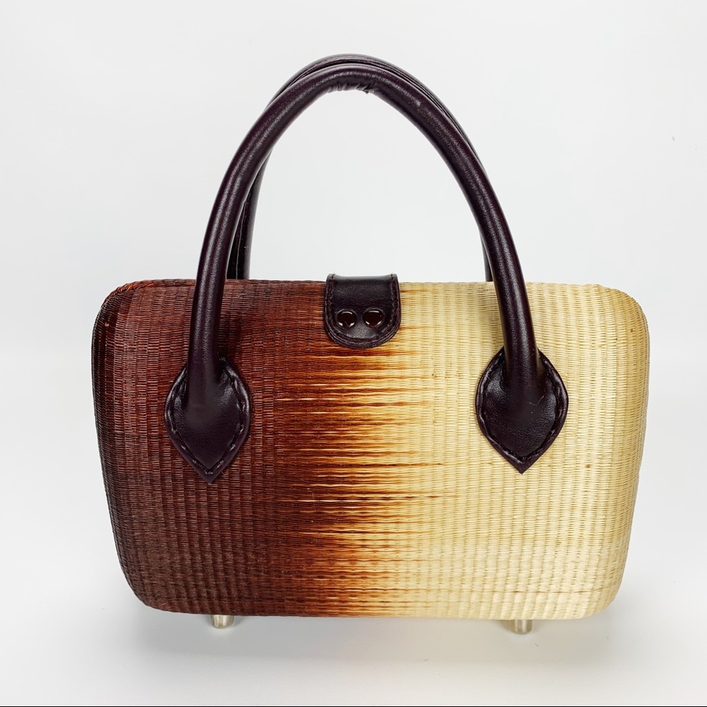 Le Sac Ombré Hard Body Woven Handbag Rust Ombre - Picture 3 of 8